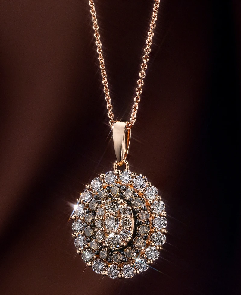 Le Vian Chocolate Diamond & Nude Oval Halo Adjustable 20" Pendant Necklace (1-1/2 ct. t.w.) 14k Rose Gold