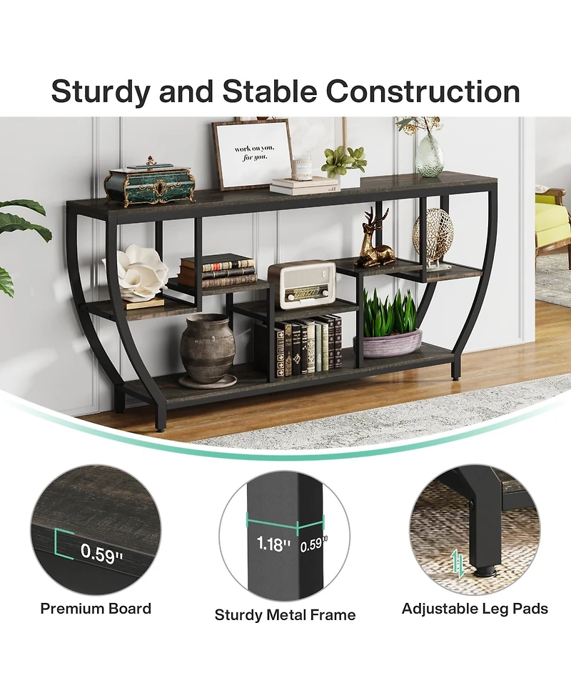 Tribesigns Rustic Console Table with Storage and Shelves,70.9 Inch Long Industrial Entryway Tv Stand