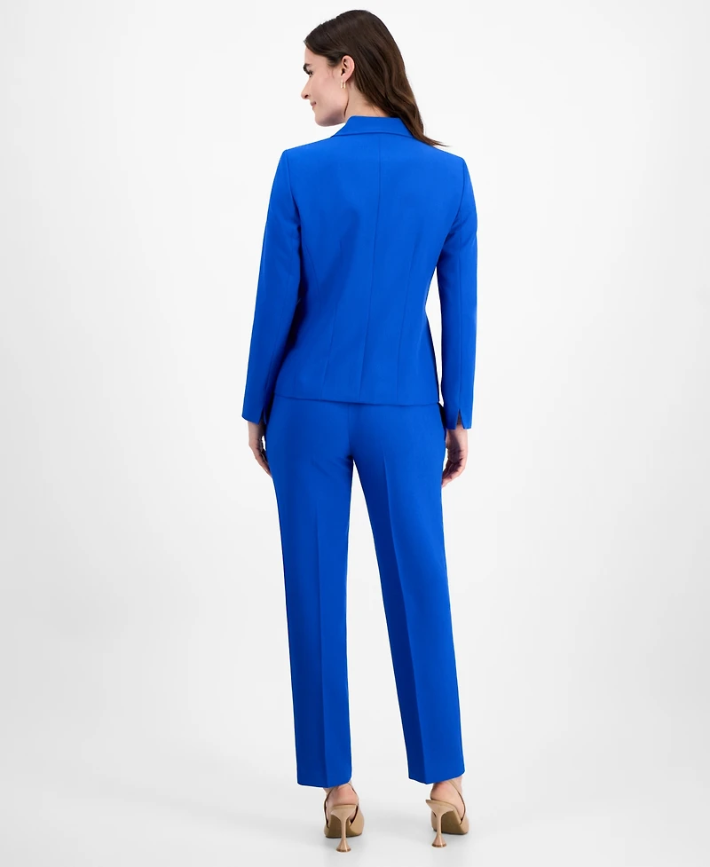 Le Suit Women's Notch-Collar Two-Button Seamed Jacket & Fly-Front Straight-Leg Pants, Regular & Petite