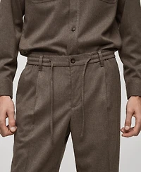 Mango Men's Regular-Fit Pleated Trousers