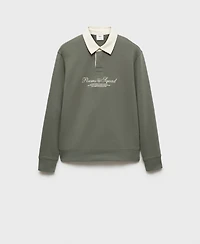 Mango Men's Front Text Polo Sweatshirt