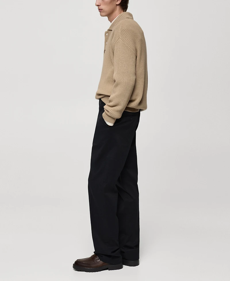 Mango Men's Chunky Ribbed Polo Sweater