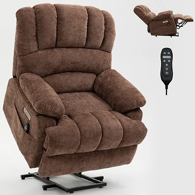 Boyel Living 23" Seat Width and High Back Large Chenille Power Lift Recliner Chair with 8-Point Vibration Massage Lumbar Heating