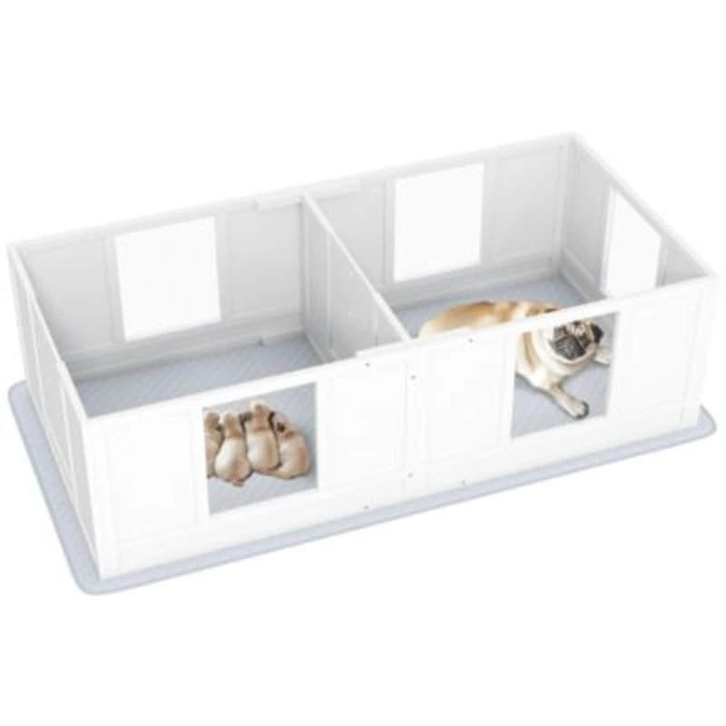 Pawhut Whelping Box For Dogs With Waterproof Whelping Pad Double Room