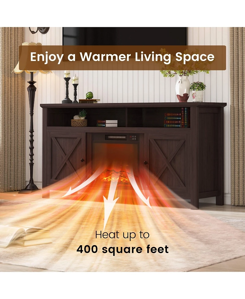 Mondawe 58" Tv Stand with 18" Electric Fireplace - 5000 Btu, Remote Control & Overheat Protection