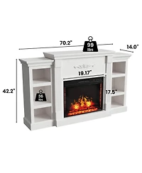 Mondawe 70" Tv Stand with 28" Fireplace - 99lb Top, Remote, 4 Flame, 5000 Btu Heat, Timer & Safety