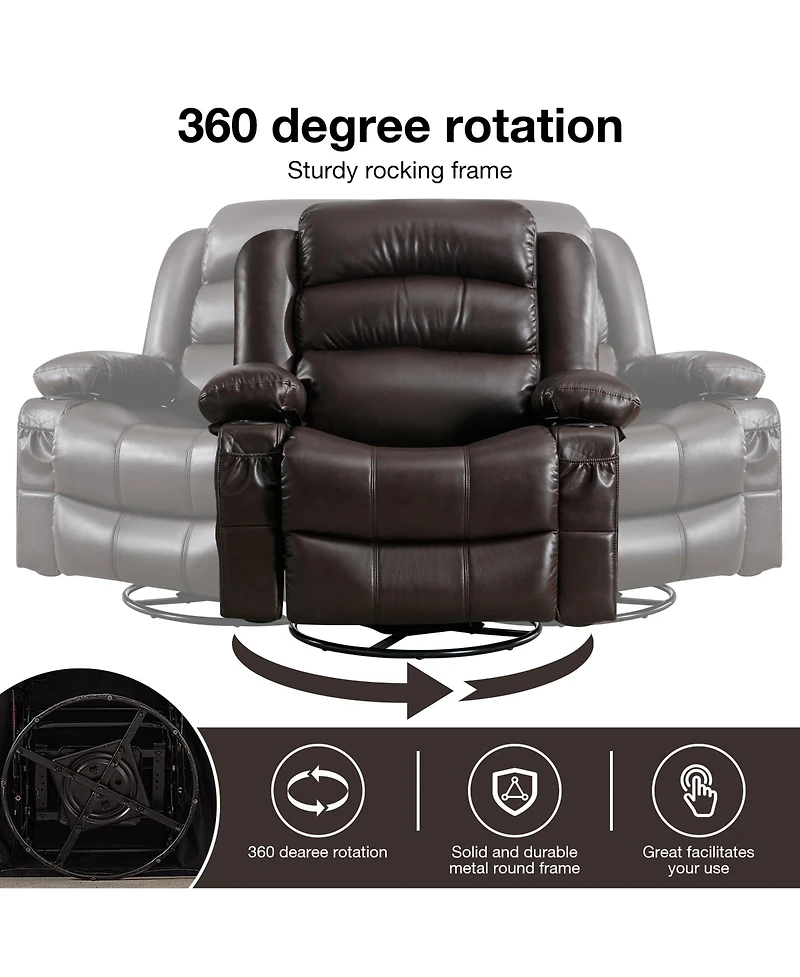 Massage Swivel Rocker Recliner Chair with Vibration Massage and Heat Ergonomic Lounge Chair