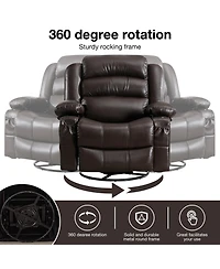 Massage Swivel Rocker Recliner Chair with Vibration Massage and Heat Ergonomic Lounge Chair