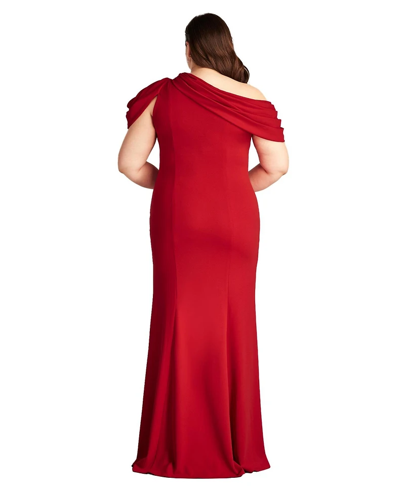 Tadashi Shoji Plus Size Copley Shoulder Drape Gown
