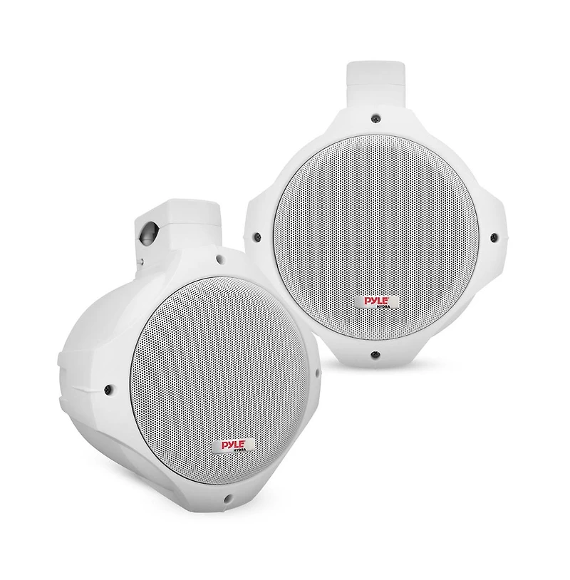 Pyle 6.5" Marine Wakeboard Tower Speakers - 200W Waterproof, Dual Bullet Style, White (PLMRW65