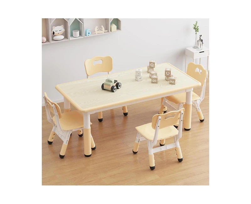gaomon Kids Table and Chair Set, Height Adjustable Toddler Table and 4 Chairs Set for Ages 2-10, Graffiti Desktop, Non-Slip Legs, Arts & Crafts Table