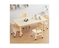 gaomon Kids Table and Chair Set, Height Adjustable Toddler Table and 4 Chairs Set for Ages 2-10, Graffiti Desktop, Non-Slip Legs, Arts & Crafts Table