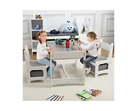 gaomon Kids Table and Chair Set, 4 in 1 Children Activity Table w/Storage, Removable Tabletop, Blackboard, 3-Piece Toddler Furniture Set for Art, Craf