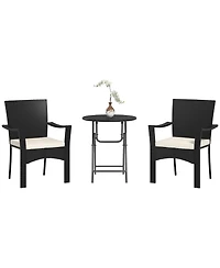 Outsunny 3 Pieces Wicker Outdoor Patio Bistro Set with Cushions,