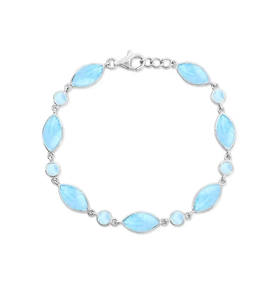 Caribbean Treasures Sterling Silver, Marquise & Round Larimar Bracelet