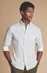Charles Tyrwhitt Men's Slim Fit Semi-Cutaway Collar Non-Iron Floral Geo Print Shirt