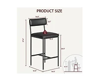 Bar Stools Set of 2, Upholstered Counter Height Barstools with Back, Kitchen Bar Stools with Footrest, Bar Chairs for Kitchen Island, Counter Bar, Eas