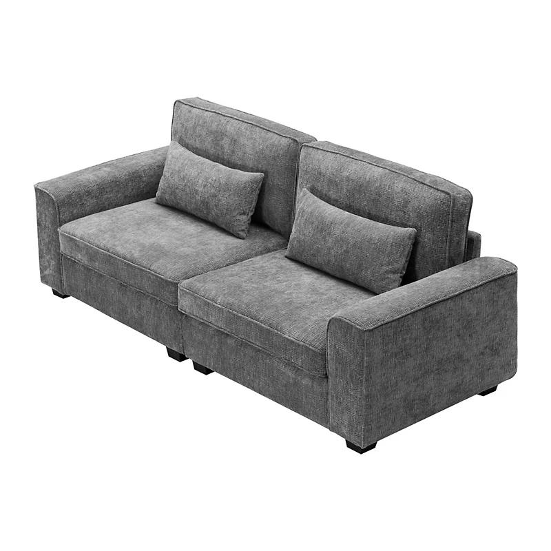 Streamdale Plush Fabric Sofa with Sleek Arms and Wood Frame