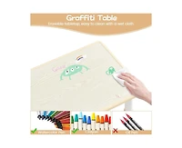 gaomon Toddler Table and 4 Chairs Set with Graffiti Desktop, Height Adjustable Kids Table and Chairs Set with Storage, Non-Slip Legs, Kids Activity Ta