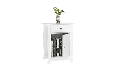 Slickblue Single Door Bedside Cabinet with Drawer Compact Nightstand for Bedroom Storage Solutions