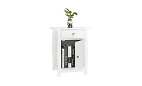 Slickblue Single Door Bedside Cabinet with Drawer Compact Nightstand for Bedroom Storage Solutions
