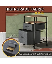Mobile File Cabinet, Rolling Printer Stand with Open Storage Shelf, Fabric Vertical Filing Cabinet fits A4 or Letter Size for Home Office