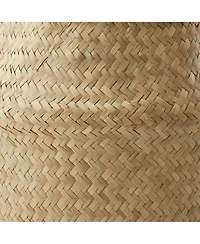 Casafield Seagrass Belly Basket with Handles - Large, Natural Woven Storage Bin Planter for Home Decor, Indoor Plant Pot Cover