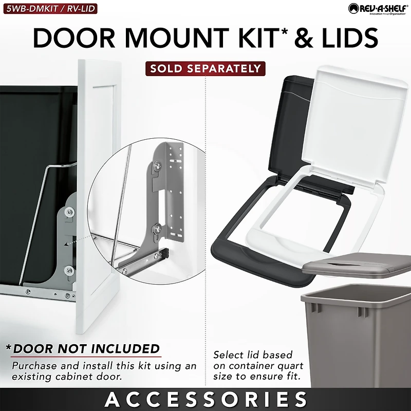 Rev-a-shelf Double Pullout Trash Can 27 qt. for Kitchen, Gray, Rv-15KD-13C-S