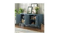 Slickblue Retro Sideboard with Circular Groove Design and Round Metal Handles for Entrance, Dining & Living Rooms