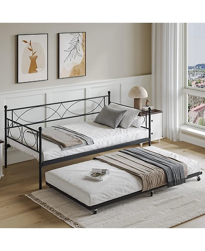 gaomon Twin Daybed with Trundle, Day Bed with Trundle Bed Twin, Twin Size Mattress Foundation