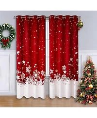 Christmas Curtains, Set of 2 Velvet Panels for Living Room, 84" Long Floral Snowflake Thermal Insulated Room Darkening Curtains, 52 x 84 Inches
