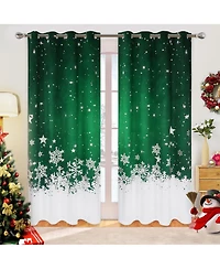 Christmas Curtains, Set of 2 Velvet Panels for Living Room, 84" Long Floral Snowflake Thermal Insulated Room Darkening 52 x 84 Inches