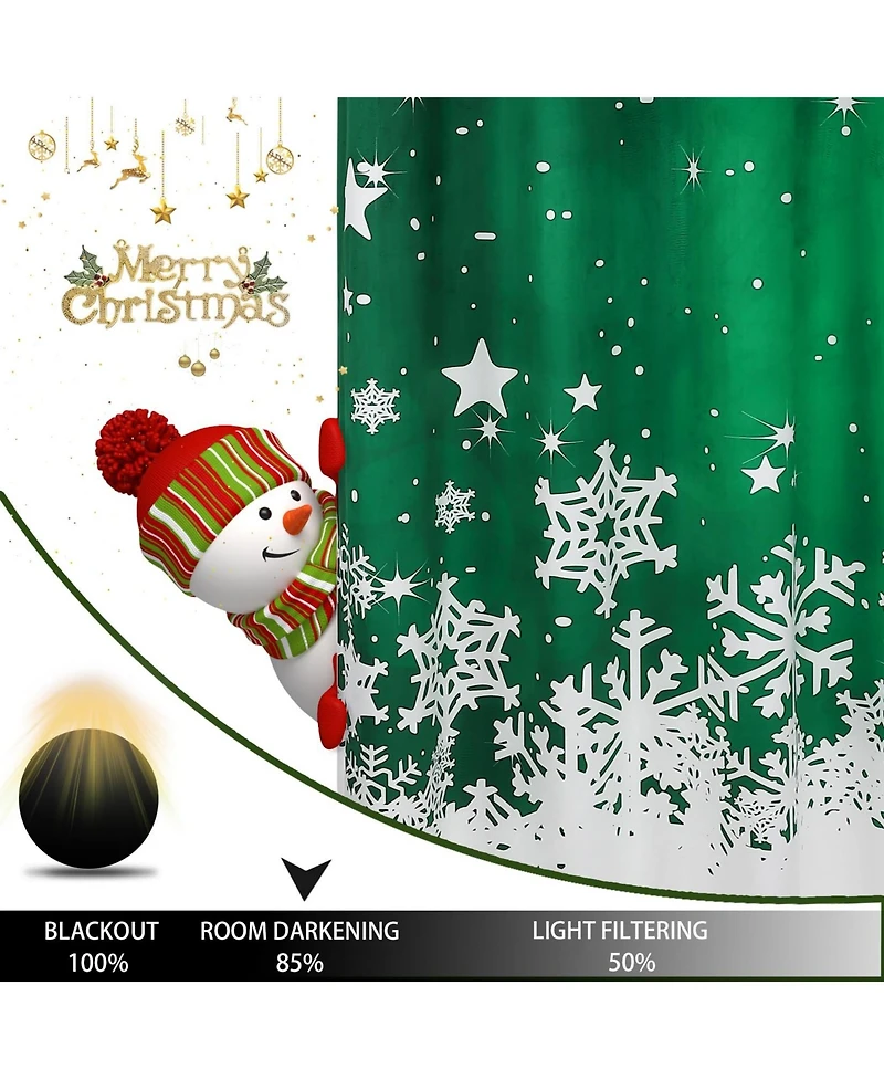 Christmas Curtains, Set of 2 Velvet Panels for Living Room, 84" Long Floral Snowflake Thermal Insulated Room Darkening 52 x 84 Inches