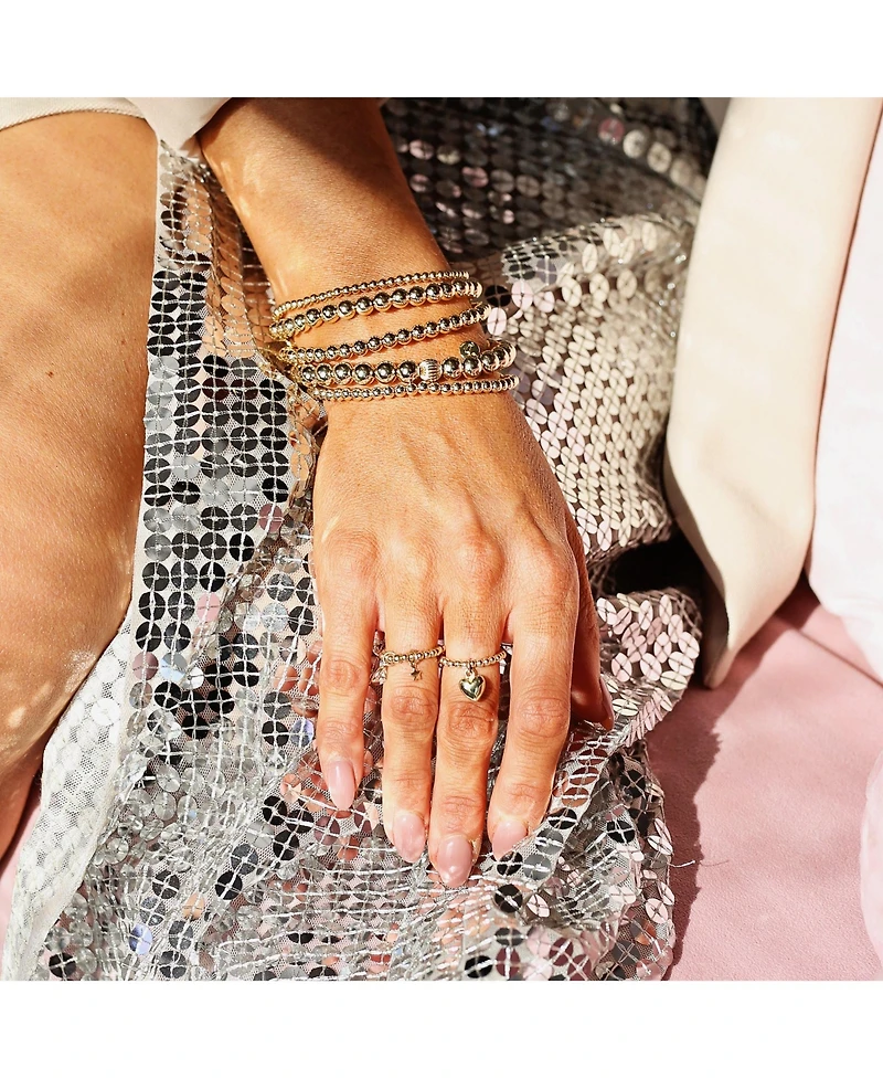 Non-Tarnishing Gold filled, 3mm, 4mm, 5mm, 6mm, & 7mm Gold Ball Stretch Bracelet Stack