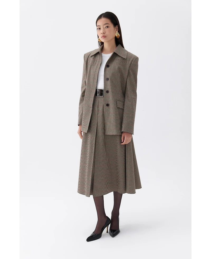 Nocturne Women's Plaid Padded Shoulder Jacket