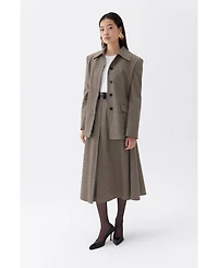 Nocturne Women's Plaid Padded Shoulder Jacket