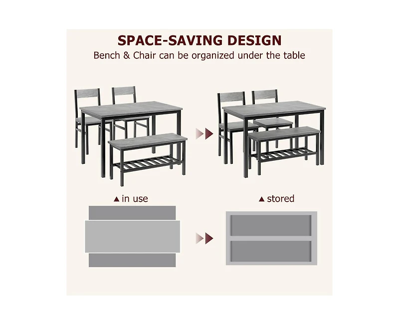 gaomon Dining Table Set for 4, Modern Kitchen Table with Bench and Chairs