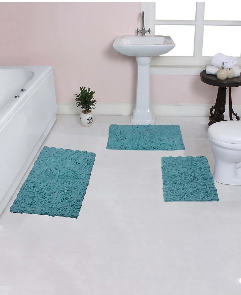 Home Weavers Bell Flower 3-Pc. Bath Rug Set
