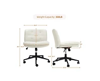 gaomon Office Chair with Wheels, Wide Seat Swivel Leather Armless Criss Cross Chair, 360° Height Adjustable Swivel Desk Chair