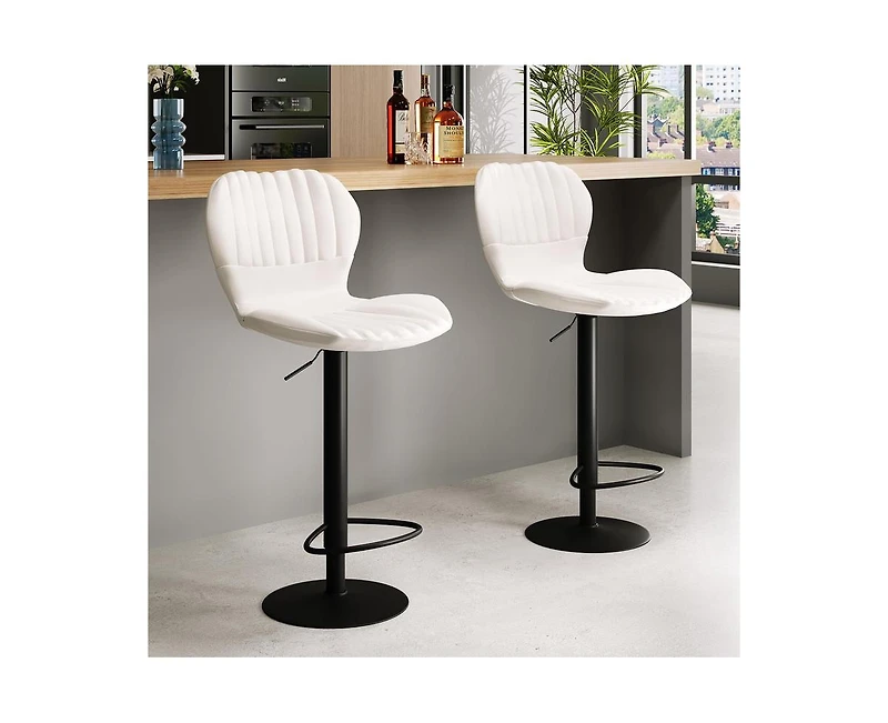 Set of 4 Modern Adjustable Swivel Bar Stools with High Backrest - Easy 5-Minute Assembly for Kitchen Island, Dining Room, and Home Bar