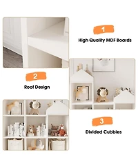 Gaomon 7-Cubby Kids Bookshelf Bookcase Toddlers Playhouse Cabinet Shelf