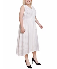 Ny Collection Plus Sleeveless Surplice Vertical Stripe Dress