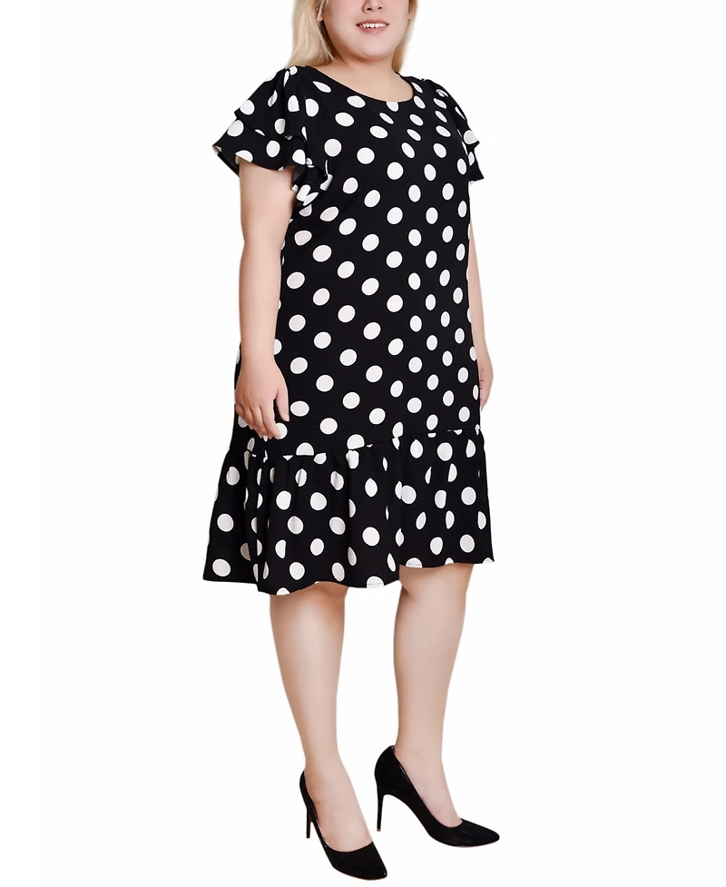 Ny Collection Plus Size Double Layer Flutter Sleeve Dress