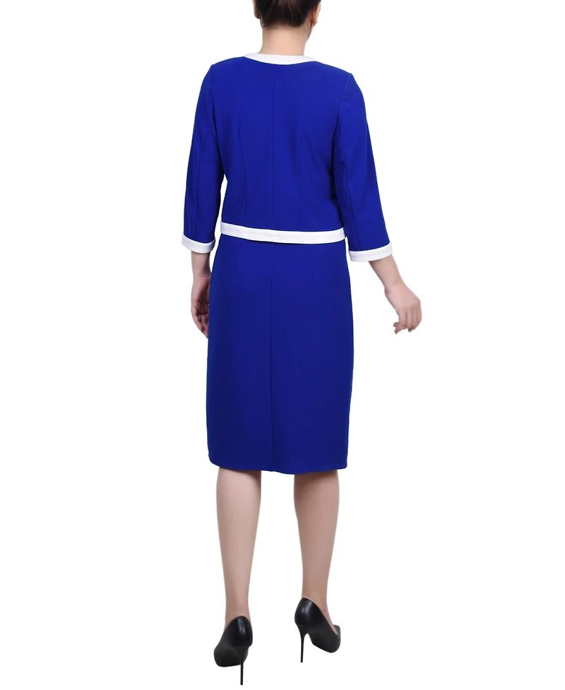 Ny Collection Petite Elbow Sleeve Colorblocked 2 Piece Dress Set