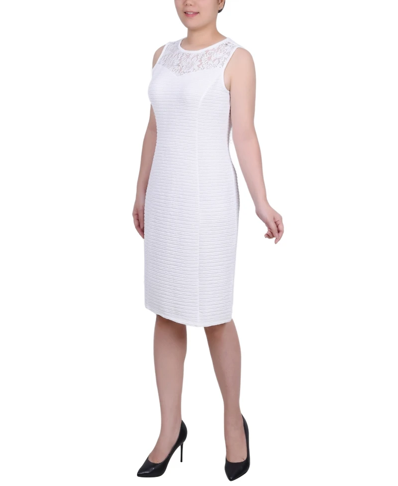 Ny Collection Petite Two Piece Novelty Knit and Lace Dress Set