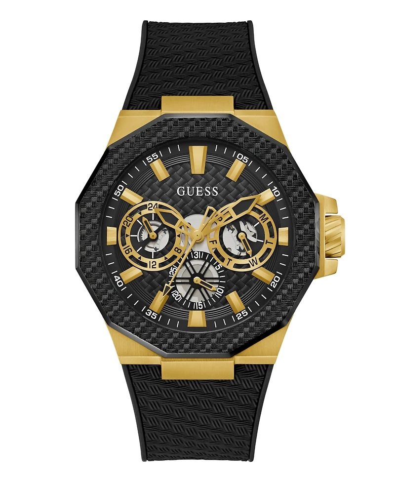 Guess Men's Multi-Function Black Silicone Watch, 45mm