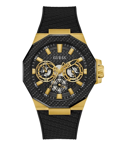 Guess Men's Multi-Function Black Silicone Watch, 45mm