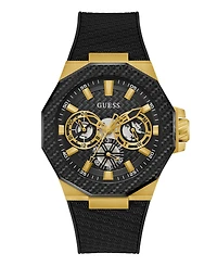 Guess Men's Multi-Function Black Silicone Watch, 45mm