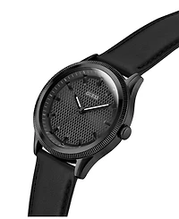 Guess Men's Analog Black Genuine Leather Watch, 44mm