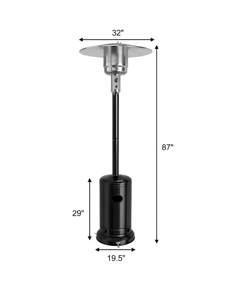 Skonyon 50000 Btu Stainless Steel Propane Patio Heater with Trip over Protection-Black